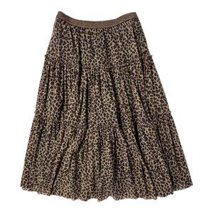 TOCOTO VINTAGE - ANIMAL PRINT MIDI SKIRT - BROWN/TAN - 10Y- NEW NO TAG